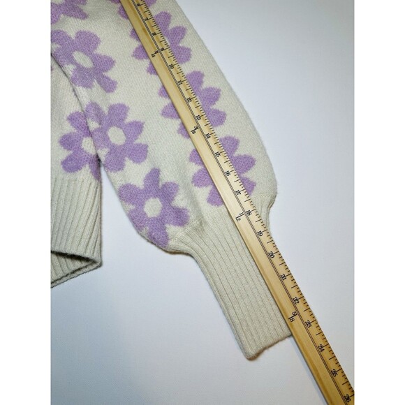 Petal + Pup Remi V-neck Lilac Oversized Flower Floral Retro 70's Sweater S/M - Picture 10 of 10
